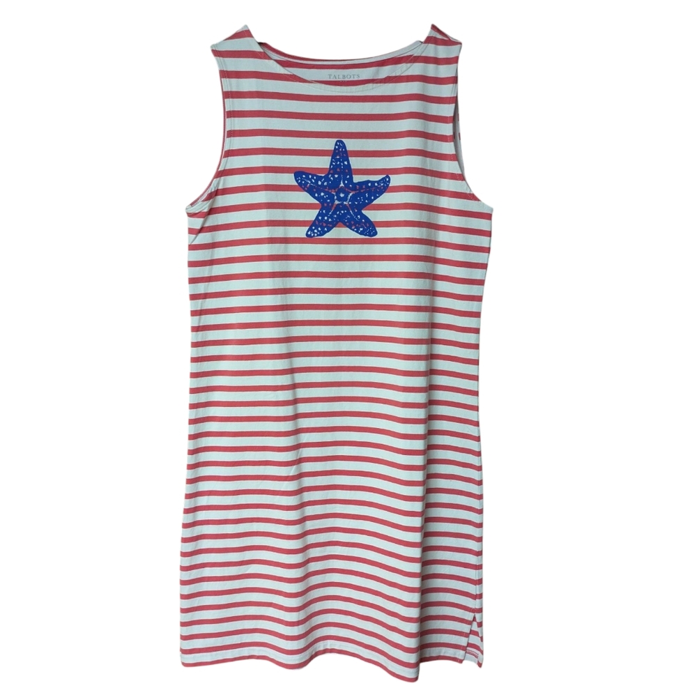 Talbots Red Stripe Starfish Jersey Sundress Size Medium
